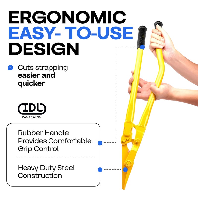 IDL Packaging H-305 Steel Strapping Cutter for 1 1/4" and 2" Straps Width and 0.05" Thickness â€“ Heavy Duty Best in Class Tool with Even Longer Handles â€“ Two-Hands Operation Tool - Image 3